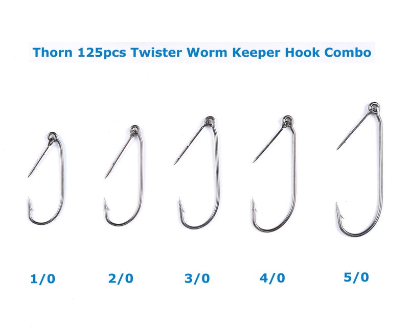 Thorn Twister Worm Keeper Softbait Hook Kit with Fishing Tackle Box Hooks 125-Pieces - Image 3